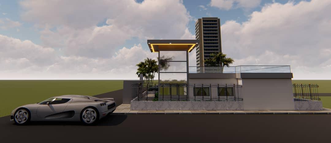 Villa Minimaliste avec Voiture Sport